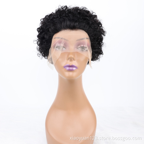 Mayqueen Wholesale Wigs Vendor Unprocessed Short Curly Pixie Cut HD Brazilian Transparent Human Hair Lace Front Wigs For Women